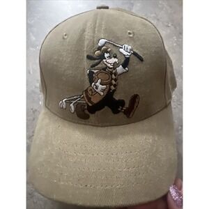 Vintage Disney Golf Collection Goofy Cotton Brown Leather Strap Cap